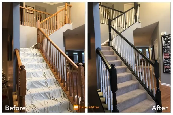 Oak Hand Rail Refinishing -Before and After